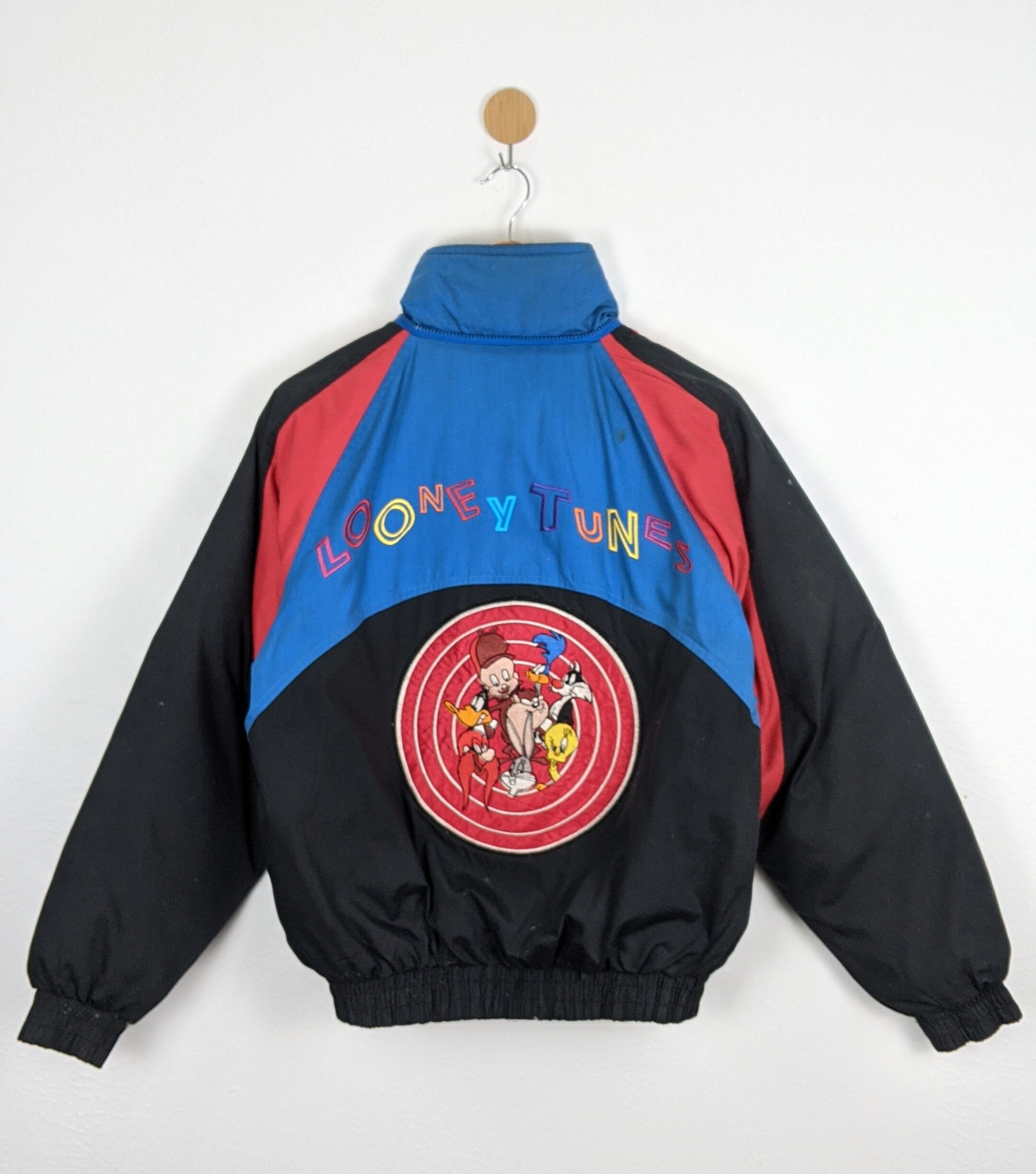Vintage Looney Tunes Bugs Bunny Taz Embroidered Bomber Jacket JH