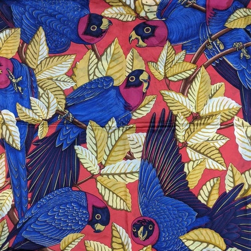 Shops Hermes Les Perroquets by Metz Silk Scarf