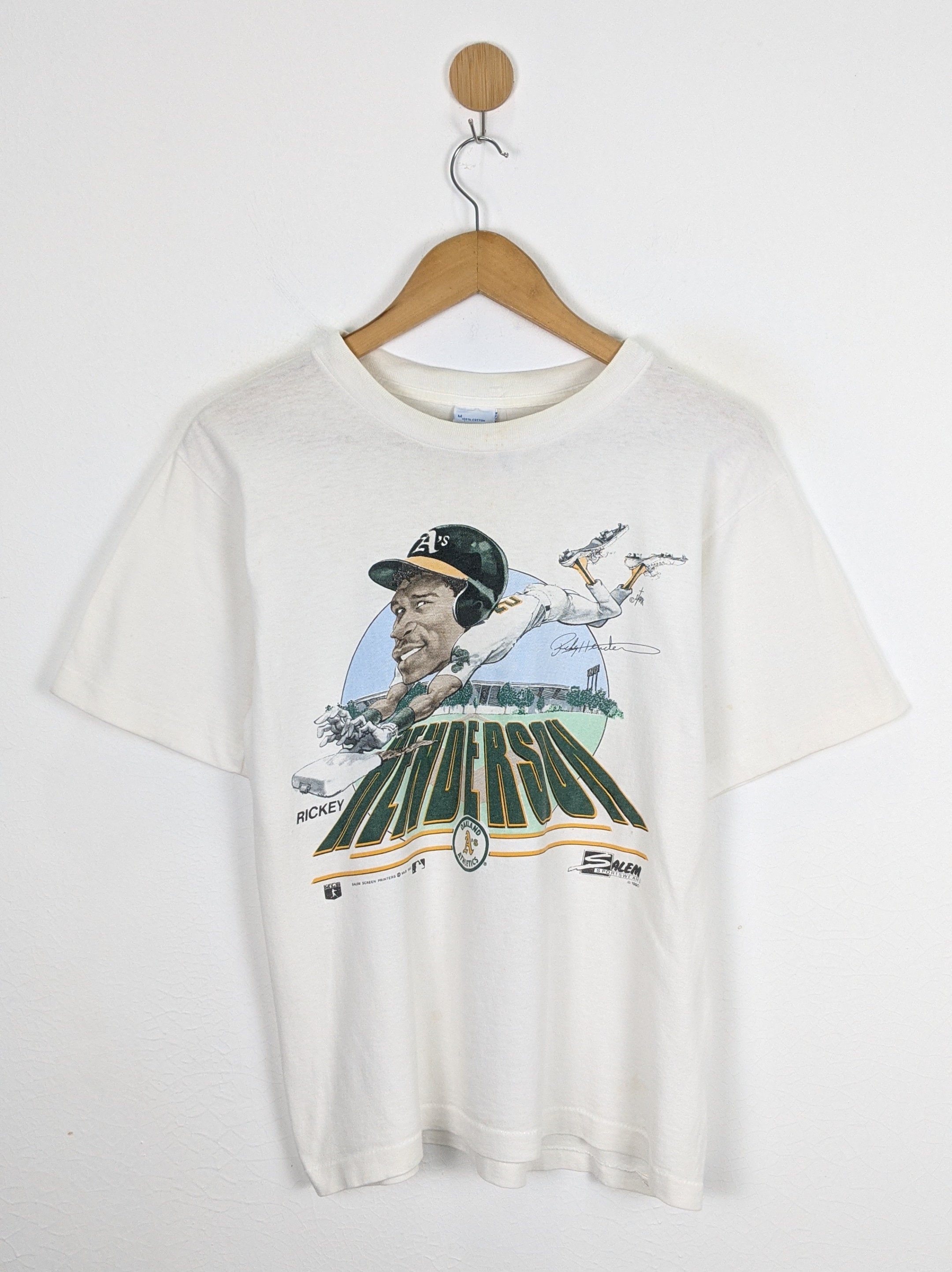 Vintage Rickey Henderson MLB 90s Oakland Athletic Shirt Size M 