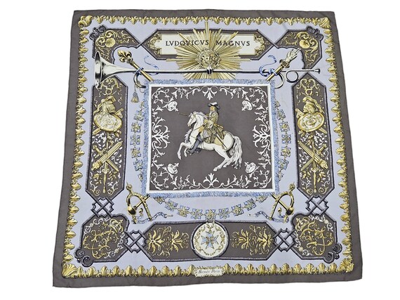 Vintage Hermes Silk Scarf Ludovicus Magnus Gray  Hermes scarf, Vintage  hermes scarf, Vintage hermes