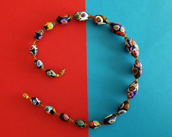 Collier Vintage Perles Murano Années 1950/1960 - 10 Perles Roses, Alliage, Mi-long