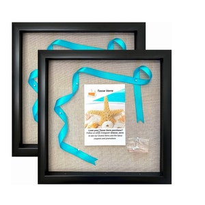 Black Shadow Box Frames (2-Packs) w/ Linen Background & 8 Stick Pins, Deep Display Box for Art, Memorabilia, Medals, Wedding Memories, Baby