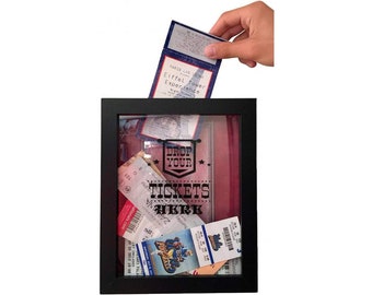 Ticket Shadow Box - Memento Frame - Large 4" Slot on Top of Frame - Memory Storage for Any Size Tickets.