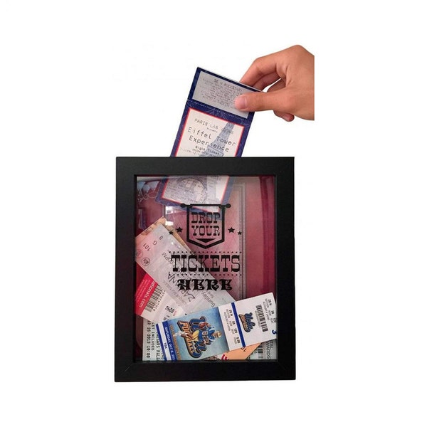 Ticket Shadow Box - Memento Frame - Large 4" Slot on Top of Frame - Memory Storage for Any Size Tickets.