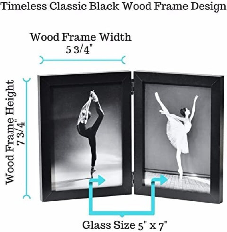Black Folding Photo Frames 2pack With HIGH DEFINITION GLASS Displays
