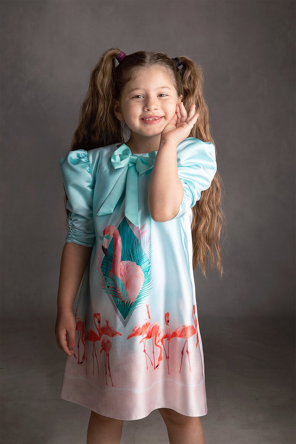 Flamingo Geburtstagskleid für Kinder Blaues und Rosa Kleid | Etsy