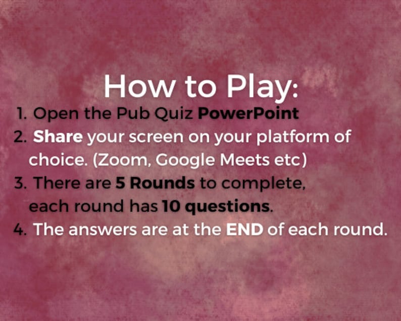 Premade Pub Quiz 6 Ready Made Powerpoint Quiz Ready to Play Trivia Etsy