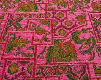 Upholstery Fabric, Turkish Fabric By the Yards, By the Meter,Mazenda Pink Persian Pattern  Fabric, Chenille Fabric,Bohemian,Jacquard Fabric