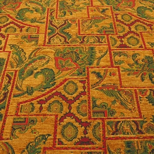 Upholstery Fabric, Turkish Fabric By the Yards, By the Meter,Mustard Persian Pattern  Fabric, Chenille Fabric,Bohemian,Jacquard Fabric