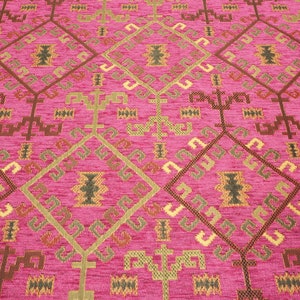 Upholstery Fabric,Kilim Design Fabric,Turkish MAZENDA PINK Kilim Pattern Fabric,Turkish Fabric By the Yards,Bohemian Fabric,Jacquard Fabric