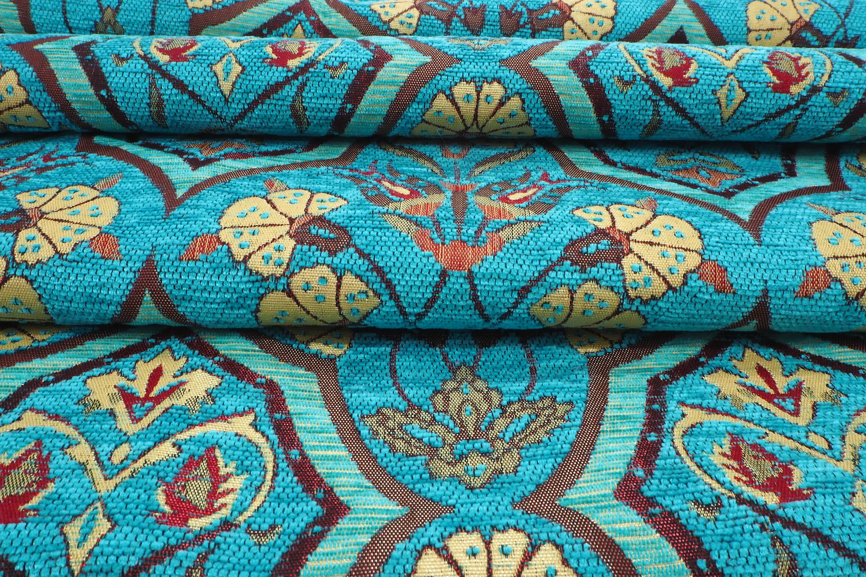 Upholstery Fabric Turkish Fabric by the Yards Turquoise Blue Etsy