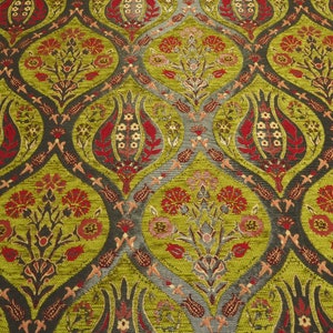 Upholstery Fabric,Turkish Fabric, Green Tulip Pattern Fabric,Chenille Fabric, Bohemian Fabric, Jacquard Fabric,By the Yards,By the Meter