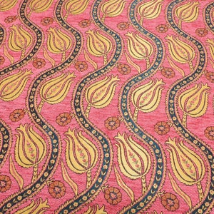 Tissu d&#39;ameublement, tissu turc au mètre, tissu à motif tulipe ROSE PÂLE, tissu chenille, tissu bohème, tissu jacquard