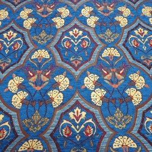 Upholstery Fabric, Turkish Fabric By the Yards, Turkish Navy Blue Carnation Pattern Fabric, Chenille Fabric,Bohemian Fabric, Jacquard Fabric