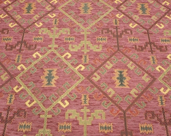 Upholstery Fabric,Kilim Design Fabric,Turkish PALE PINK Kilim Pattern Fabric,Turkish Fabric By the Yards,Bohemian Fabric,Jacquard Fabric