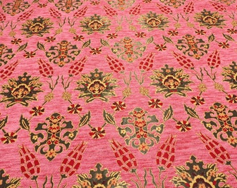 Upholstery Fabric, Turkish Fabric By the Yards, PALE PINK Tulip Pattern Fabric, Chenille Fabric, Bohemian Fabric, Jacquard Fabric