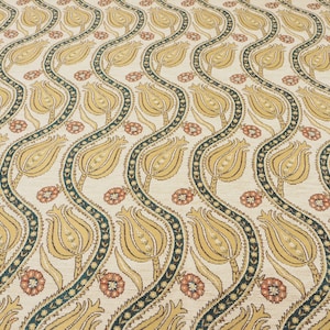 Upholstery Fabric, Turkish Fabric By the Yards, Turkish Beige Tulip Pattern Fabric, Chenille Fabric, Bohemian Fabric, Jacquard Fabric