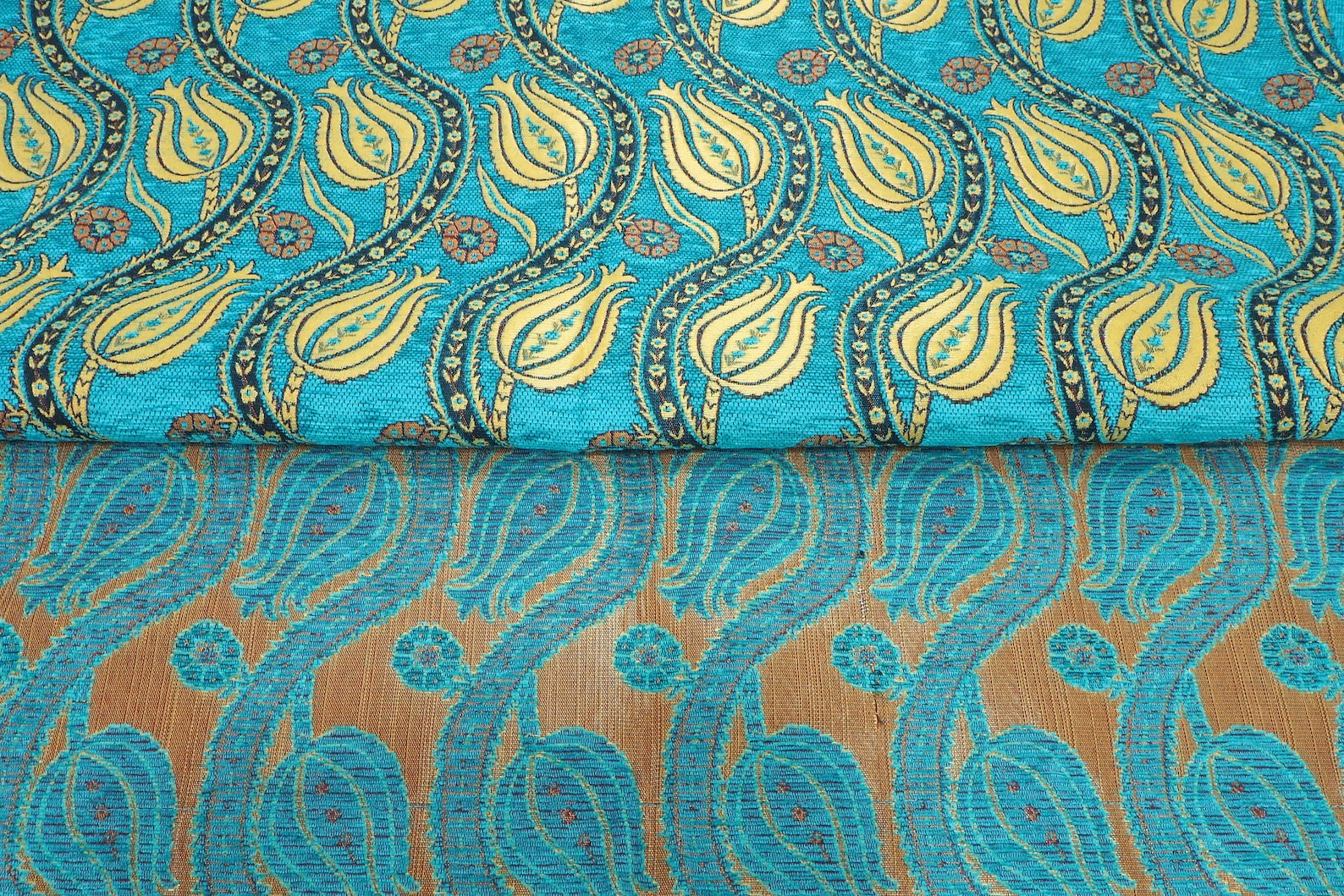 Tessuto Marocchino A Metraggio - Stampa Orientale Ondulata, 1m X 1.48m, Lampone Pesca Scuro, Per Casa - Foto 12