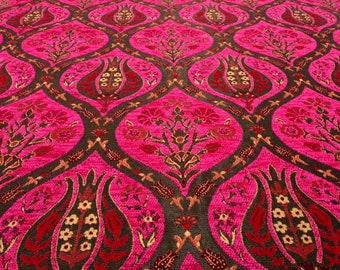 Upholstery Fabric, Turkish Fabric By the Yards, Turkish Pink Tulip Pattern Fabric, Chenille Fabric, Bohemian Fabric, Jacquard Fabric