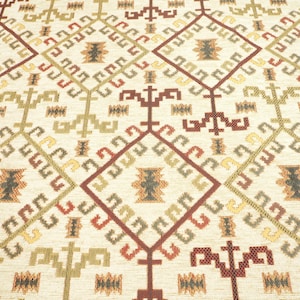 Upholstery Fabric,Kilim Design Fabric,Turkish BEIGE Kilim Pattern Fabric,Turkish Fabric By the Yards,Bohemian Fabric,Jacquard Fabric
