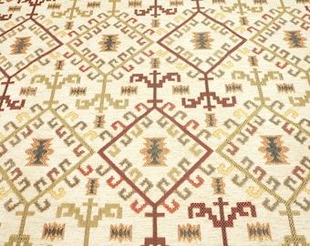 Upholstery Fabric,Kilim Design Fabric,Turkish BEIGE Kilim Pattern Fabric,Turkish Fabric By the Yards,Bohemian Fabric,Jacquard Fabric