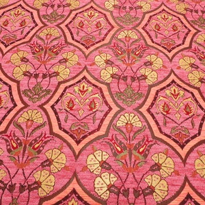 Upholstery Fabric, Turkish Fabric By the Yards,Turkish PALE PINK Carnation Pattern Fabric, Chenille Fabric, Bohemian Fabric, Jacquard Fabric