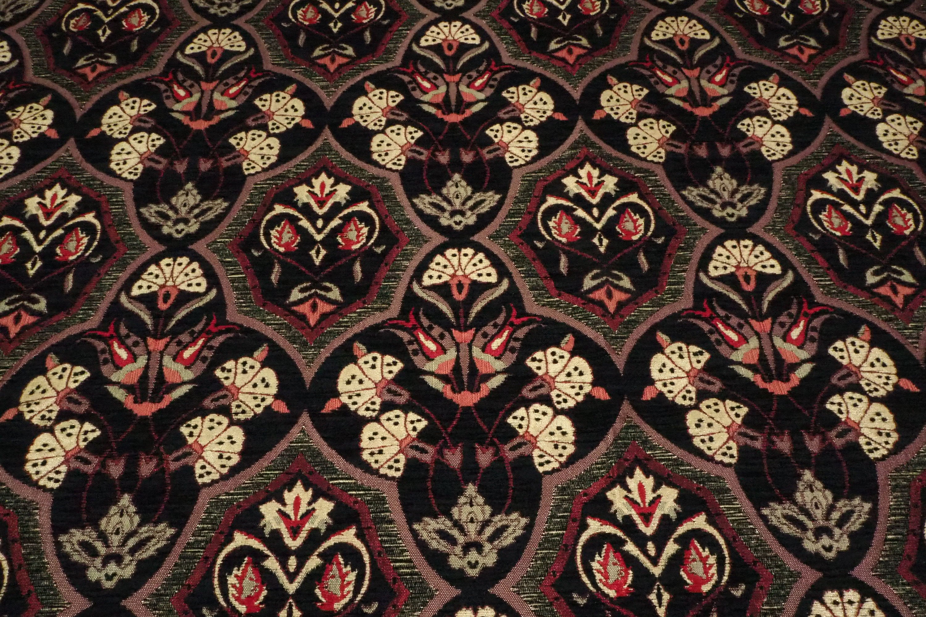 Upholstery Fabric, Turkish Fabric By the Yards, Turkish Black Carnation Pattern Fabric, Chenille Fabric, Bohemian Fabric, Jacquard Fabric
