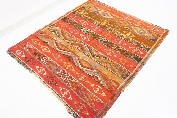 Turkish Kilim Rug, 4'31x3'10, Kilim Carpet Rug, ID HK-012, Turkish Kelim Rug, Handwoven Kilim, Bohemian Rug, Wool rug, Runner rug, Area rug