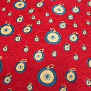 Upholstery Fabric, Turkish Fabric By the Meter, Turkish Pink Evil Eye Pattern Fabric, Chenille Fabric, Bohemian Fabric, Jacquard Fabric