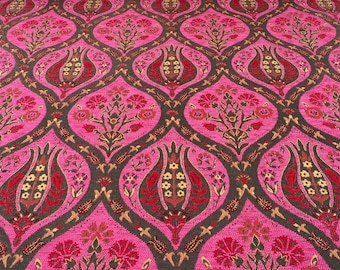 Upholstery Fabric, Turkish Fabric By the Yards, Turkish Pink Tulip Pattern Fabric, Chenille Fabric, Bohemian Fabric, Jacquard Fabric