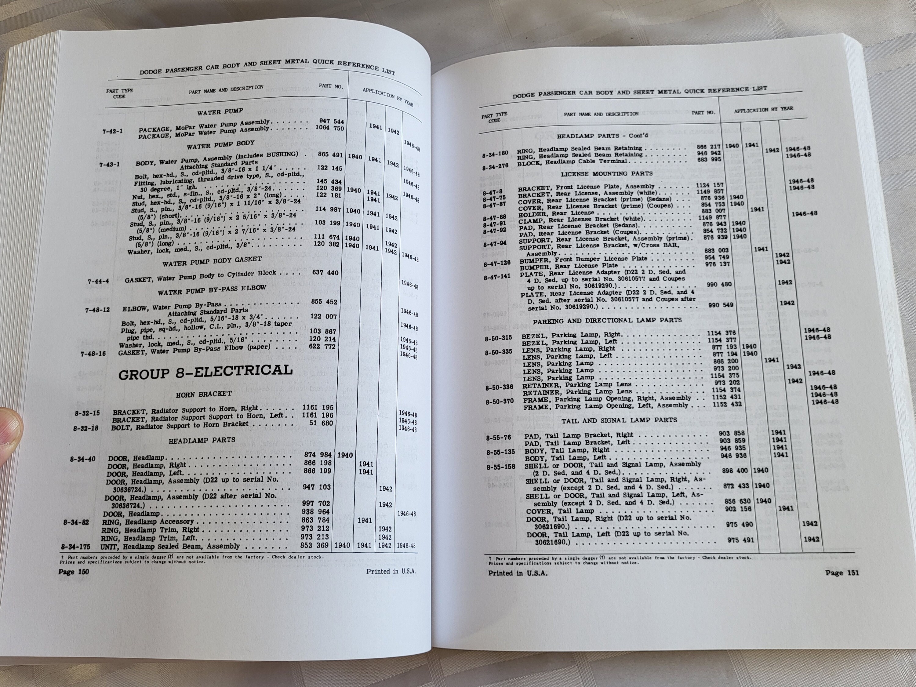 1940 1948 MOPAR Collision Parts Catalog Book Reissued Automotive Dodge