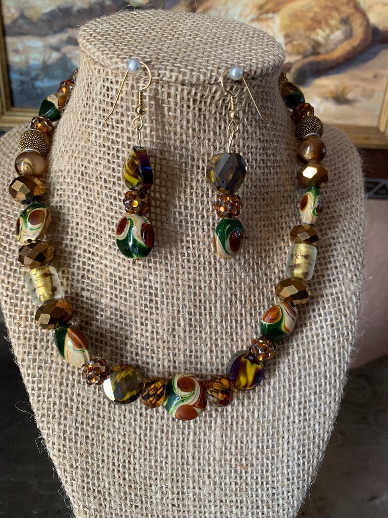 San Diego Peacock necklace and earrings