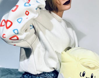 Sudadera inspirada en Togepi: jersey con forro polar prensado a mano