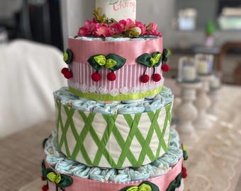 Torre de tarta de pañales: Baby Shower, revelación de género, bautizo, regalo para nuevos padres