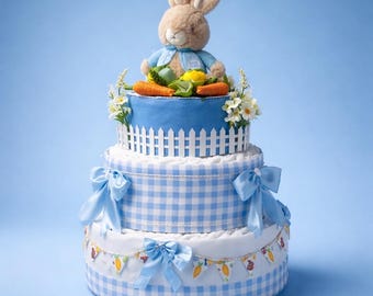Peter Rabbit Diaper Cake | Handmade Baby Shower Gift