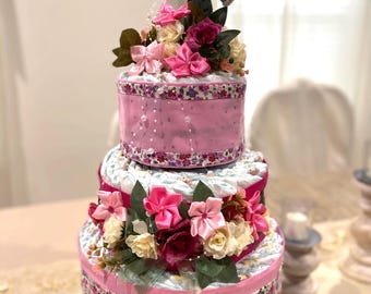 Pastel de pañales para bebé Bebé en flor