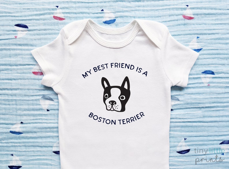 My Best Friend is A Boston Terrier Onesie Baby Bodysuit, Newborn Outfit