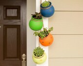 Fiesta Hanging Pots Vibrant Blue Green Orange Yellow Pots Vintage Look Treasures Indoors Outdoor Garden Decorative Terra Cotta Wall Display