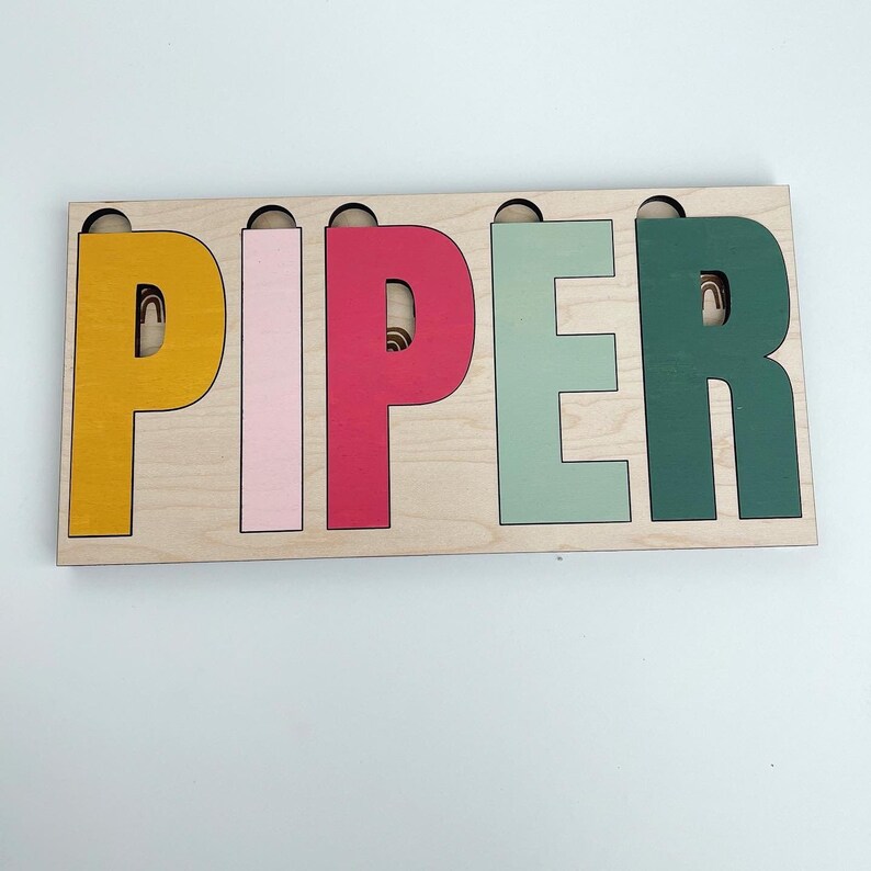 Rainbow Engraved Wooden Name Puzzle Personalized Hand Painted image 4