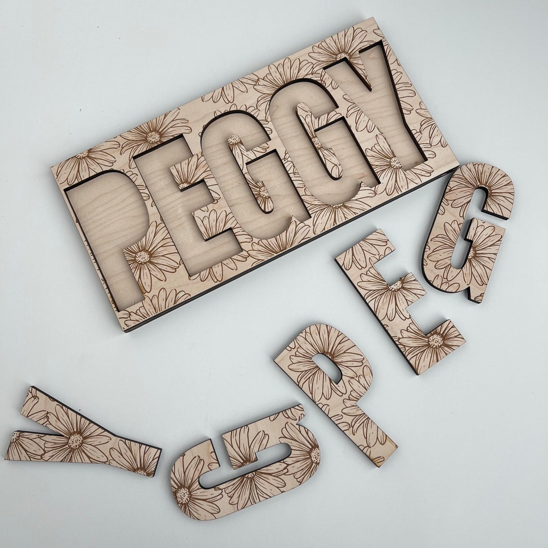 Floral Engraved Name Puzzle | Personalized Gift - Etsy