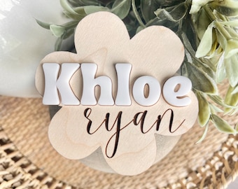 Personalized Baby Name Disk-Laser-Engraved Wooden Plaque for New Baby's Nursery-Photography prop Gender-Neutral Design-Perfect New Baby Gift