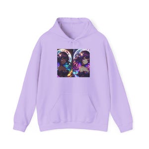 Cosmic Twins  Hoodie, Art-Inspired Fashion, Streetwear, Gift for Art Lovers, Cozy Casual Wear, Vibrant Sweatshirt