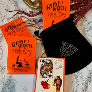 Juego de 2 cartas de la suerte del tarot Gpysy Witch con bolsa de terciopelo