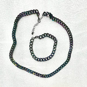 Rainbow Unisex Chain link and Bracelet 2pc