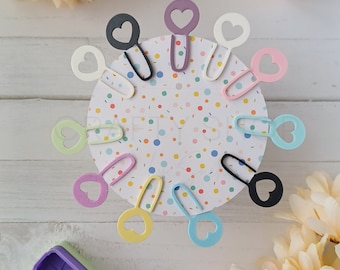 Embellishment Clips for Decorating Crafting Projects Pack of 12: Star, Moon, Rainbow, Heart or Mixed. Accessory, Ornamental Fancy Paper Clip