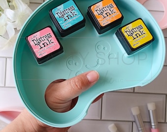 Distress mini-stempelkussenhouder: stapelbaar kleurenpalet, geschikt voor 4 inch