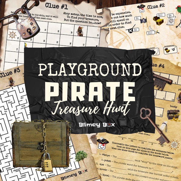 Pirate Treasure Hunt for Playground | Printable Outdoor Treasure Hunt | Ages 6-10