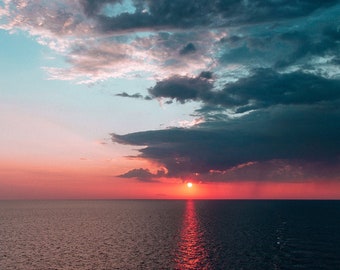 Atardecer en el Mediterráneo descarga instantánea de fotos, foto individual para impresión en el hogar, bellas artes, decoración del hogar, fotografía original