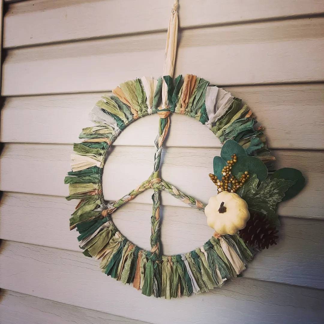 Neutral Fall Boho Peace Wreath, Fall Wreath, Wreath, Peace Wreath, Fall ...