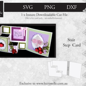 Carte de fichier découpée SVG / Carte d’escalier / modèle de carte d’étape / cartes svg / cartes pliantes / carte en couches / ' cricut / silhouette /